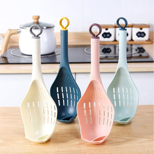 1pc Colander Spoon - Scoop Colander, Plastic Large Soup Strainer Spoon, Strainer Slotted Spoon Kitchen Utensil With Long Handle - Kitchen Supplies, Cookware, Cooking Tools, Kitchen Gadgets, Food Strai